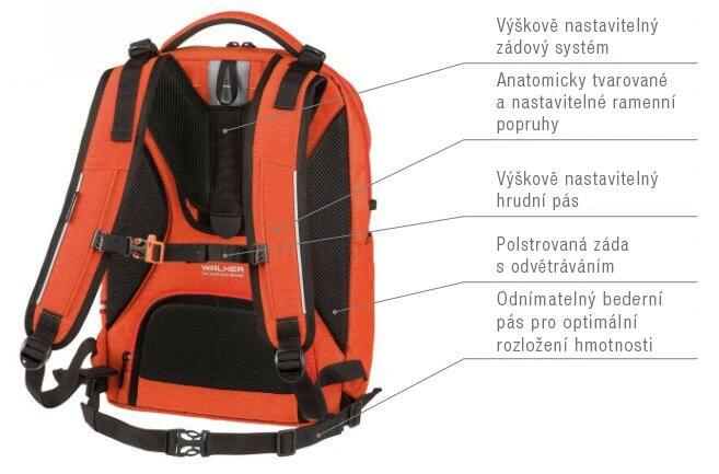 Schulrucksack WALKER Elite, Red Melange 6 Schulrucksack WALKER Elite, Red Melange – Bild 4